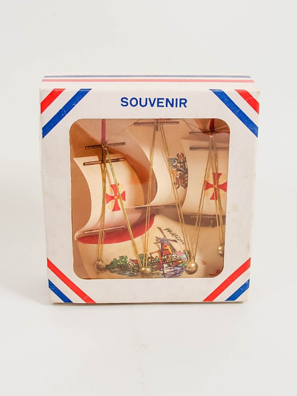 Vintage Holland Wooden Clog Ship Souvenir Nautical Decor